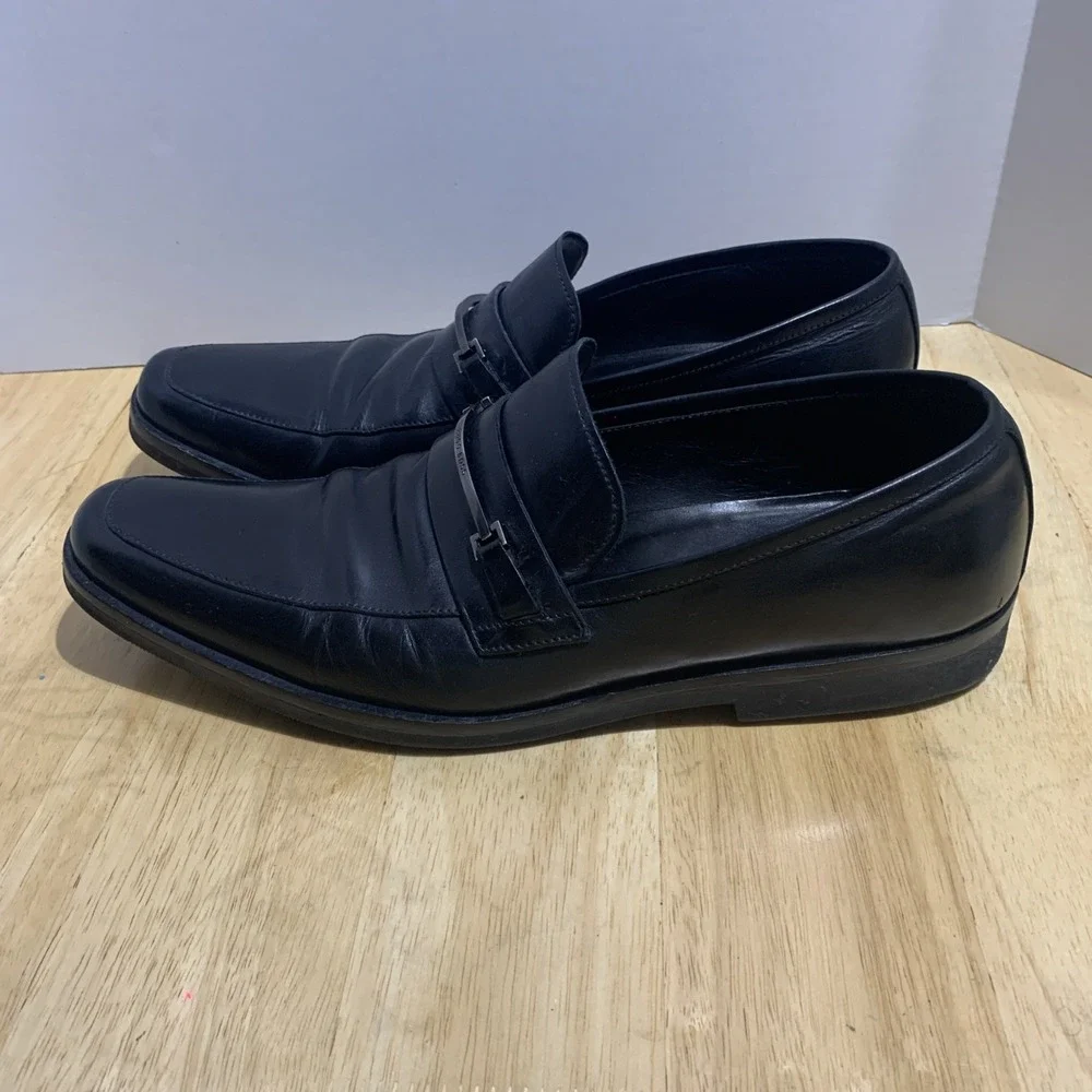 Hugo Boss Gumlite Men's Size 11‎ Horsebit Loafers Black Leather Dress Shoes.